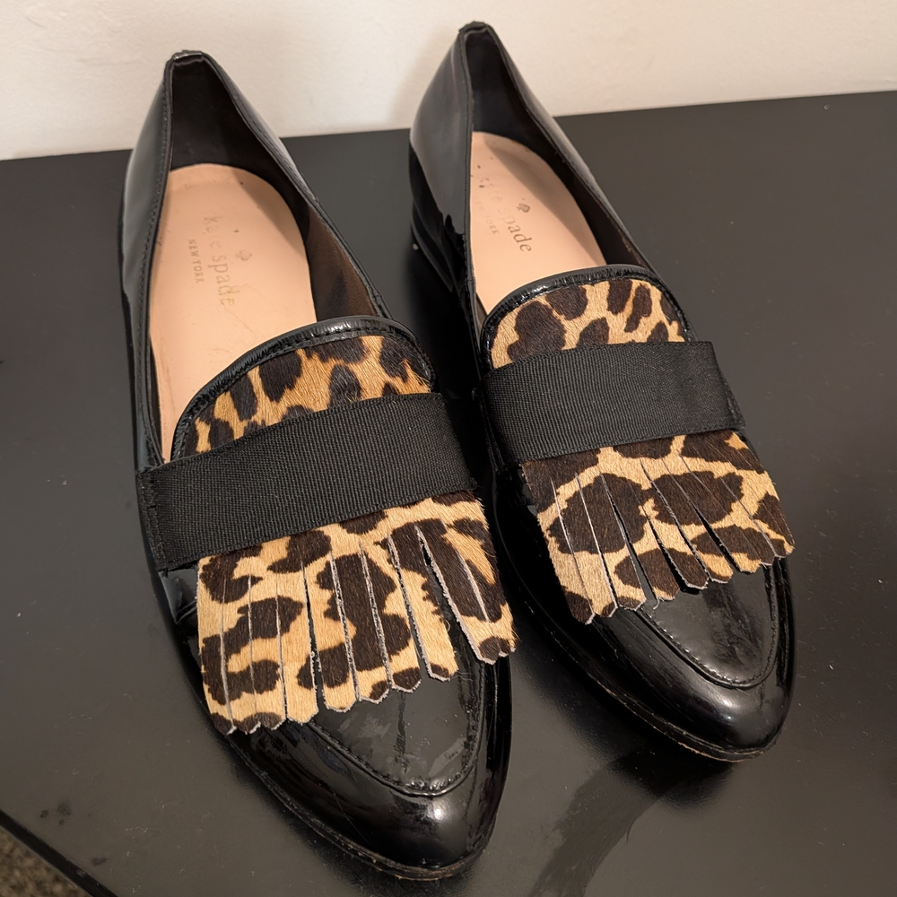 Kate Spade Black and Leopard Print Flats